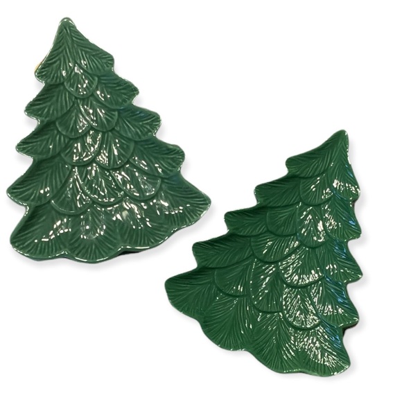 Hallmark Ceramic Christmas Tree Trinket Dish in Green Set is 2 - Picture 1 of 2